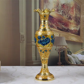 Metal arte și meserii mobilier acasă vaza stil European aur, cinci de culoare rose vaza inalta clasa frunze de lotus vaza