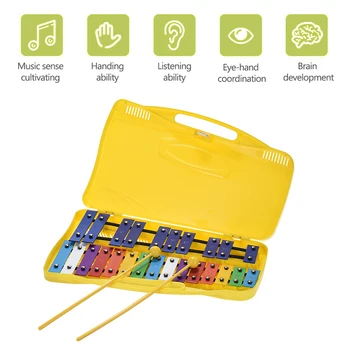 Colorat 25 Note Xilofon, Glockenspiel Percuție Ritmul Instrument Muzical de Jucarie cu 2 Ciocane de lemn Portabile de Caz pentru Copil pentru Copii
