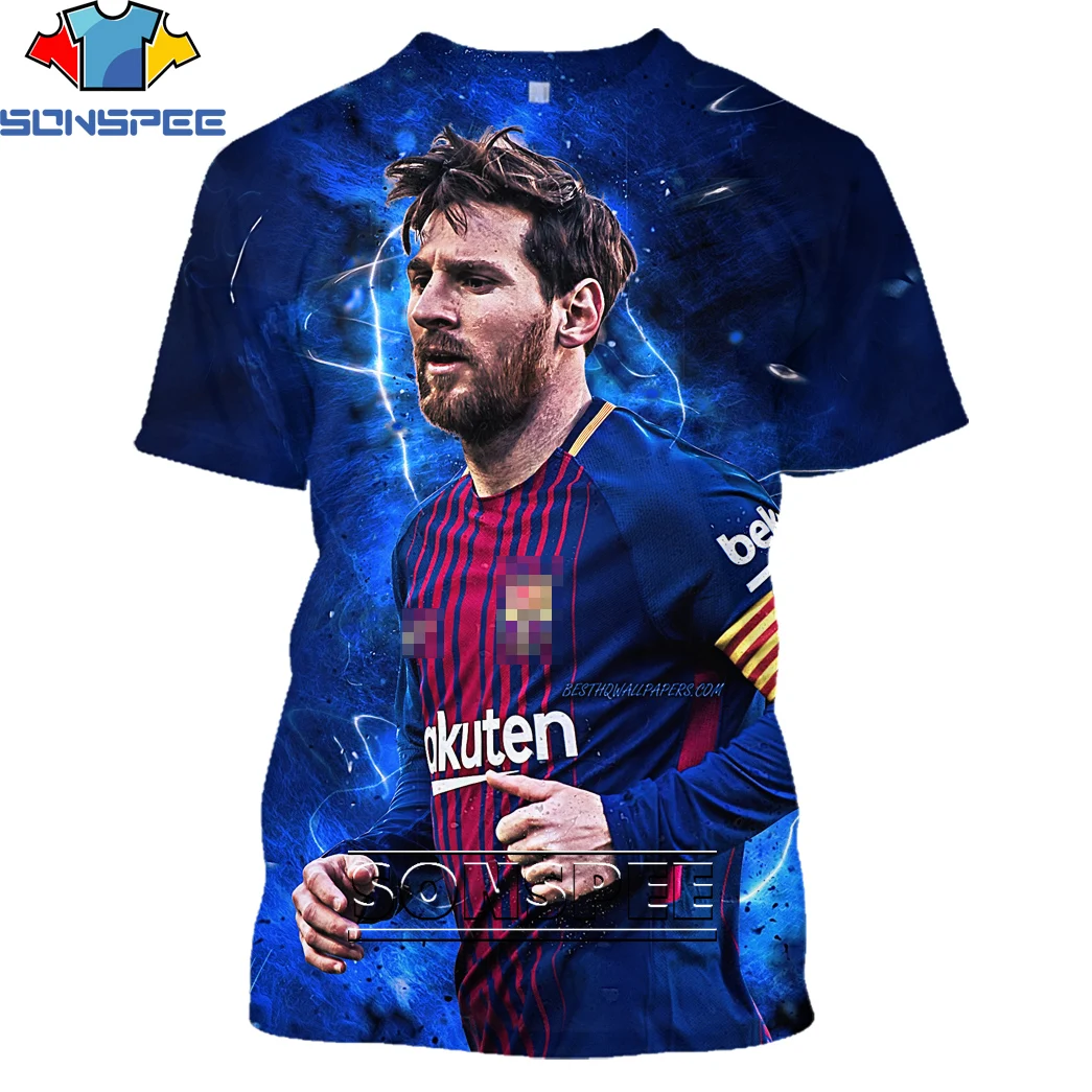 Cumpara Sonspee Bărbați Tricoul Lui Messi T-shirt De Vară De Moda Fotbal Lionel Messi 3d De Imprimare Element Cu Maneci Scurte T-shirt Copii Cadouri De Craciun / Topuri & tricouri ~