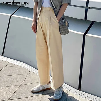 Moda Barbati Direct Pantaloni Culoare Solidă Streetwear Stil coreean Pantaloni Casual Barbati Joggeri 2021 Buzunare Pantalon INCERUN S-5XL