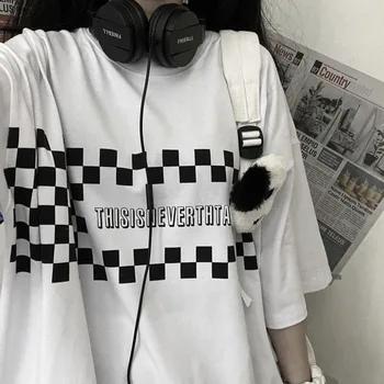 Harajuku Maneci Scurte T-shirt Femei Tricou Topuri Haine Drăguț coreeană Streetwear Amuzant Supradimensionate Scrisoarea Imprimate Tricou Vogue