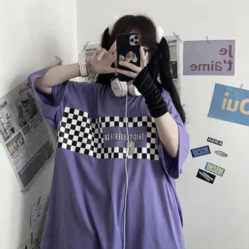 Harajuku Maneci Scurte T-shirt Femei Tricou Topuri Haine Drăguț coreeană Streetwear Amuzant Supradimensionate Scrisoarea Imprimate Tricou Vogue