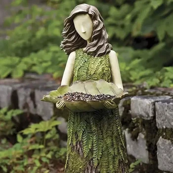 Fairy Statuar Alimentator De Pasăre Rășină Decor Acasă Decorare Grădină În Aer Liber Statuie Super Drăguț Tuin Figurina