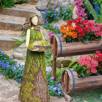 Fairy Statuar Alimentator De Pasăre Rășină Decor Acasă Decorare Grădină În Aer Liber Statuie Super Drăguț Tuin Figurina