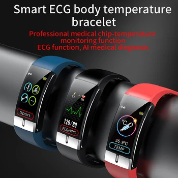 Pentru Cadouri Ceas Inteligent Trupa Cu Temperatura Măsura ECG Heart Rate Monitor de Presiune sanguina Prognoza Meteo Potabilă Amintesc