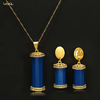 Longqu Lung Legăna Cercei pentru Femeile de Cupru de Culoare de Aur de Rășină Bijuterii Set Cercei Pandantiv Bijuterii Seturi pentru Petrecerea de Nunta