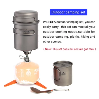 Widesea Camping Set de Vase de Gaz Arzător aragaz Ultra-light Titan Bucătărie în aer liber Oală de Gătit Ori Lingura Tacamuri Trekking