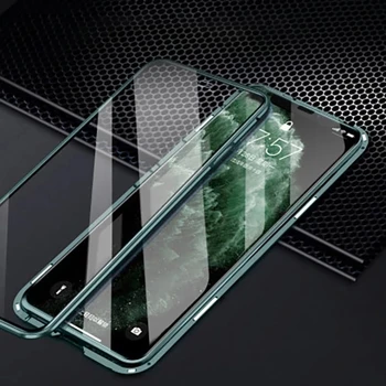 360 Magnetic de adsorbție caz de metal pentru iPhone 12 12 Pro XS Max XR dublu pahar de caz pentru iPhone 7 8 6s Plus SE magnet acoperi