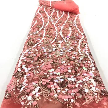 Madison Ultima secvență franceză Nigerian paiete net dantela 2021 înaltă calitate Africane tul plasă de secvență dantela tesatura pentru rochie 5A