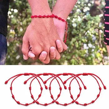 7 Noduri Red String Bratari pentru Protecția Noroc Amuleta pentru Succes Prosperitate Manual Coarda Bratari Cuplu Norocos Brățări
