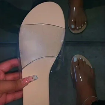 Slide-uri Papuci Femei Interioară în aer liber 2021 Moda Sexy Fata de Partid Plajă Tranparent PVC Sandale Pantofi en-Gros și Dropshipping