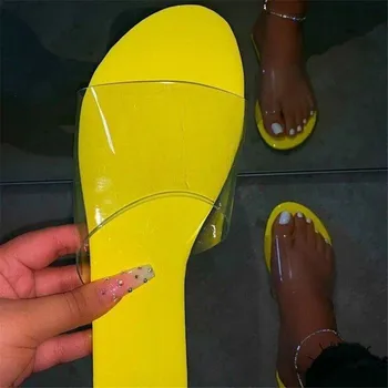 Slide-uri Papuci Femei Interioară în aer liber 2021 Moda Sexy Fata de Partid Plajă Tranparent PVC Sandale Pantofi en-Gros și Dropshipping