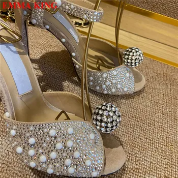 Elegant Doamnelor Perla De Cristal De Sandale De Mireasa De Lux, Sandale Gladiator Tocuri Inalte Pantofi De Partid Femeie Femme Sandalias Mujer 2021