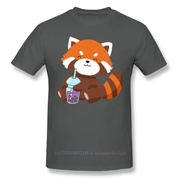 Cămașă De Bărbați Îmbrăcăminte Amuzant Ceai Cu Bule Umor Bea Kawaii Ceai Cu Lapte Cadou Fete Panda Roșu Boba Ceai De Moda Cu Maneci Scurte Tricou