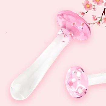 2020 new glass dildo butt plug Ciuperci cap sticla de cristal jucarii sexuale pentru femei/ bărbați Vaginale, anale dilatarea punctului G masaj de Prostata