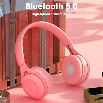 Roz Căști fără Fir Bluetooth care Rulează Cască Drăguț Căști HIFI Calculator Gamer Fata Casti Pentru Samsung Galaxy Muguri Pro