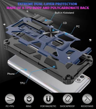 Robust Suport Armura Caz de Telefon Pentru Motorola Unul Fusion Plus Moto păstrăm e6 2020 Cu Metal magnetic Protector rezistent la Șocuri Capacul din Spate