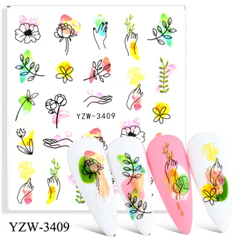 2021 NOU-veniți Serie de Flori de Unghii Apă Decal Autocolant Florale Sakura Daisy Frunză de Trandafir Transfer Slider Folie de Unghii Decorare