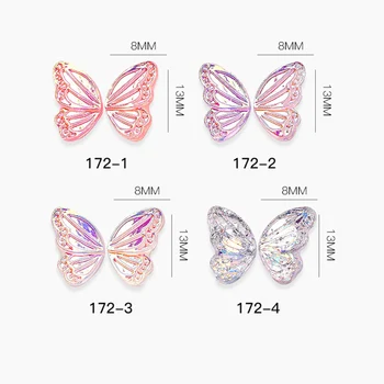 8pcs Aripi de Fluture 3D Nail Art Decor Val Benzi Simfonie Unghii DIY Design Frumusete Holografic Set Manichiura pentru Unghii