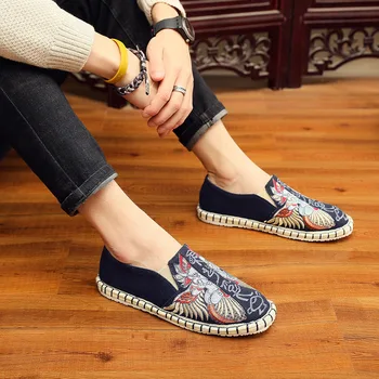 Clasic Chinez Bărbați Stil Retro Panza Pantofi De Înaltă Calitate, Pantofi Casual Espadrile, Mocasini Lenjerie De Pat Respirabil Plat Conducere Pantofi
