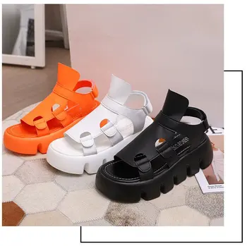 Sandale femei de vara noi 2021 Platforma Toc Alb-Negru Casual Pantofi de Designer de Încălțăminte Catarama Curea de Deget de la picior Deschis Sandel Pantofi Femei