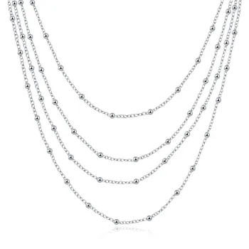 Moda Simplu 925 Sterling Silver Multi-strat de Șirag de mărgele de Clavicula Lanț Cravată Guler Coliere Pentru Femei Bijuterii Fine Accesorii