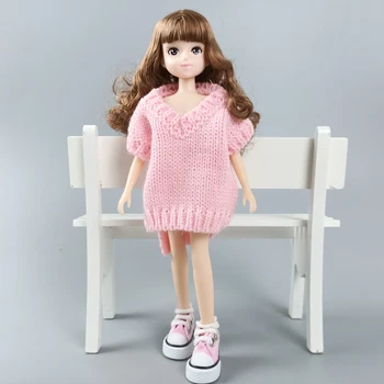 Roz Tricotate Pulover Cald Pentru Papusa Barbie Haine Supradimensionate Vesta Tinutele Topuri Pentru Blythe Păpuși 1/6 BJD Accesorii Copil DIY Jucărie