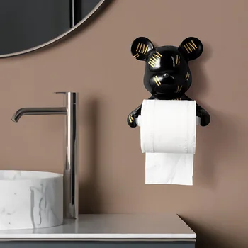 Ambarcațiunile de acasă decorare accesorii creative urs rola de tub de hârtie de bucătărie baie agățat de perete nu punch țesut suport prosop raft