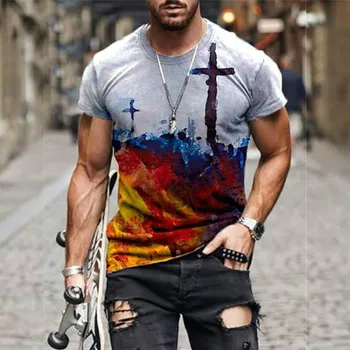 Cruce model de imprimare pentru bărbați T-shirt element nou stil de stradă 3D tricou unisex vara T-shirt stil casual trendy 2021