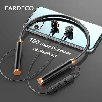 EARDECO 100 de Ore de Căști fără Fir, Căști 5.1 Bluetooth Căști cu fixare pe gât Cu Microfon, Bass Stereo Auriculare Sport Căști Muzică