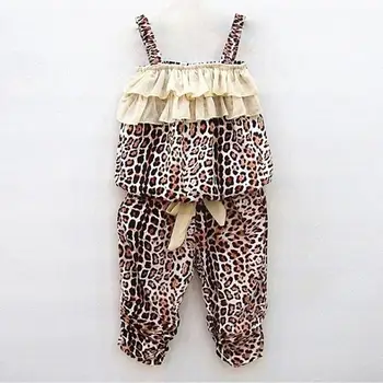 Stil de vara Fete Haine Leopard Topuri+Leopard Cereale pantaloni Scurți 2 buc Fete pentru Copii Haine Set Haine Copii