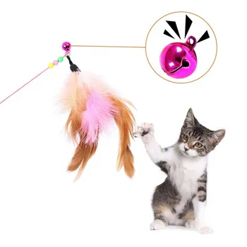 Noua pisica amuzant jucărie stick pene de curcan jucărie catcher bagheta de instruire interactive jucarii pisica teaser clopot pisica stick pisoi consumabile pentru animale de companie