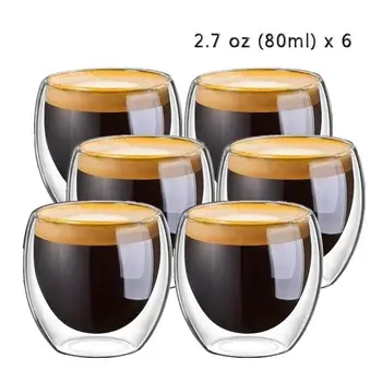 Noi 6Pcs 80ml 2.7 oz Pahar cu Perete Dublu, Izolat Termic Pahar Espresso Ceașcă de Ceai Cana de Cafea tazas de ceramica creativas