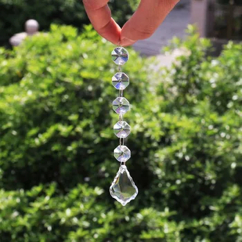 5Pcs Lungi Candelabru de Cristal de Sticlă de Lampă Prisma Pandantiv 16CM/6 inch Suncatcher Decor lucrate Manual