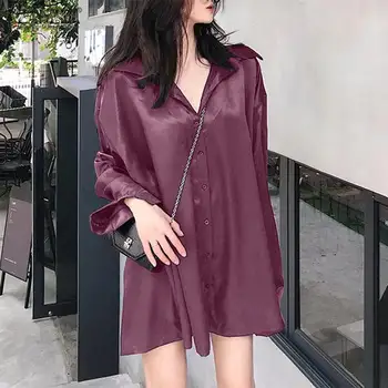 Femei Primavara Bluze ZANZEA 2021 Elegant Rever Tricouri Casual cu Maneci Lungi Blusa de sex Feminin Butonul Solid Camasa Tunica