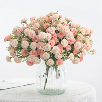 1 Pachet De Mătase Europene Catel Mic, Garoafe Flori Artificiale En-Gros Acasă Artificiale De Trandafir Bujor Nunta Buchet De Flori