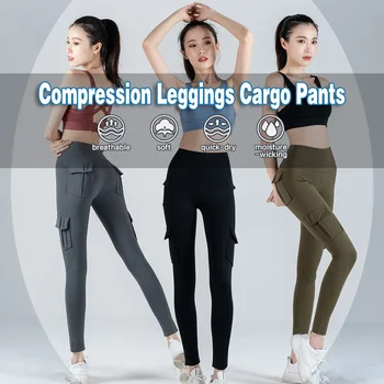 Femei Jambiere De Compresie Pantaloni Talie Mare Multi-Pocket Yoga De Fitness, Sală De Gimnastică Sportivă Sport Solid Bodycon Pantaloni