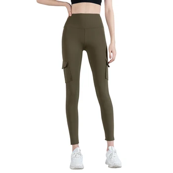 Femei Jambiere De Compresie Pantaloni Talie Mare Multi-Pocket Yoga De Fitness, Sală De Gimnastică Sportivă Sport Solid Bodycon Pantaloni
