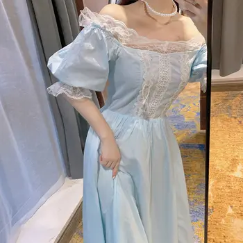 Lolita Fugit printesa albastru manșon de puf de epocă Romantic de basm palatul rochie intrigant design sentiment blând ceai rochie de petrecere