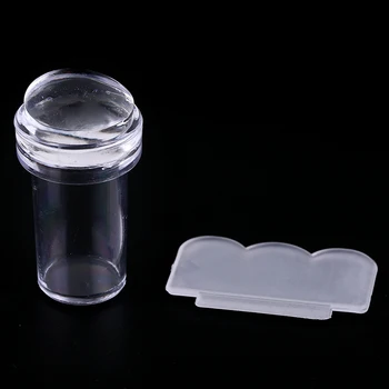 Transparent Pătrat Jelly din Silicon Clear Nail Art Sigiliu de Imprimare Stamper 2 buc/Set Nou de Ștanțare Transfer + Racleta Kit DIY Instrumente