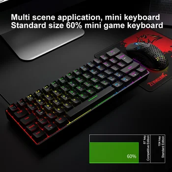 T60 62 Cheile 18 Tip RGB Tastatură Mecanică, cu Fir USB de Tip C, Iluminare, rezistent la apa, ABS, 60% Tastatura PC Gaming