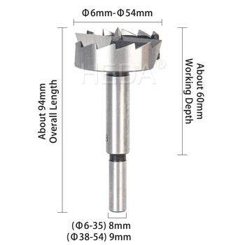16PC Forstner Set burghie 6mm-54mm Lemn burghie din Oțel Carbon pentru prelucrarea Lemnului Scule din Carbură de Tungsten Lemn Cutter Set Unelte