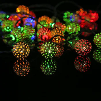 DUS Solar Șir Lumina din Fier Forjat Gol Marocan Mingea Zână Lampa Impermeabil din Metal Colorat Felinar Lumina Garden Party Decor
