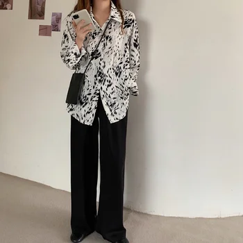 Femei Tricouri Retro Elegant Butonul de Imprimare Respirabil cu Maneci Lungi Guler de Turn-down coreeană Stil Casual, Toate-meci de zi cu Zi de Bază de Proiectare
