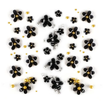 Negru Flori Roz, Aur, Argint Margele Stras Pentru Unghii Din Metal Cu Mărgele De Piatră Perle Manichiura Farmece Unghii Acrilice, Decoratiuni