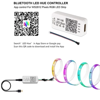 DC5V Bluetooth USB Vis de culoare Urmarind Lumina Benzi cu LED-uri 5050 APP Controller RGB individual adresabile Lumina WS2812 pixel benzi