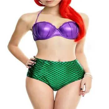 Femeile Bandaj Bikini Set Push-up Sirena Sutien costum de Baie Coajă de Baie Costume de baie