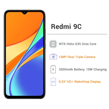 Versiune globală Redmi 9C 2GB 32GB, CPU Octa-core telefon Inteligent 13MP AI Triplă Camera 6.53