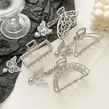 Noi 4 Stiluri de Argint de Epocă Ciucure Lung Fluture Metal Gheare de Păr Dragoste Pandantiv clesti de Crab pentru Femei Accesorii Bijuterii