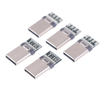 10buc/Lot USB 3.1 Tip C Conector 12PIN Încărcare Rapidă de sex Masculin Soclu Priză Adaptorul De Lipit Wire & Cable PCB Module